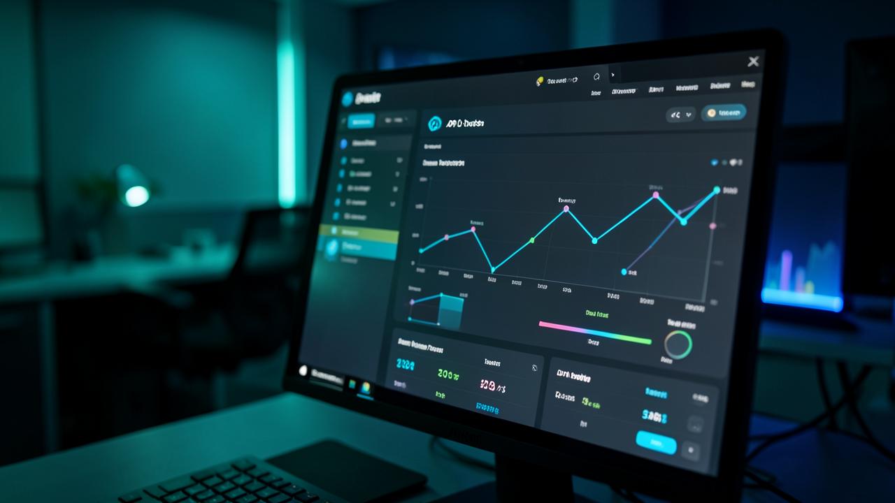 Dashboard screen showing charts and API routing metrics