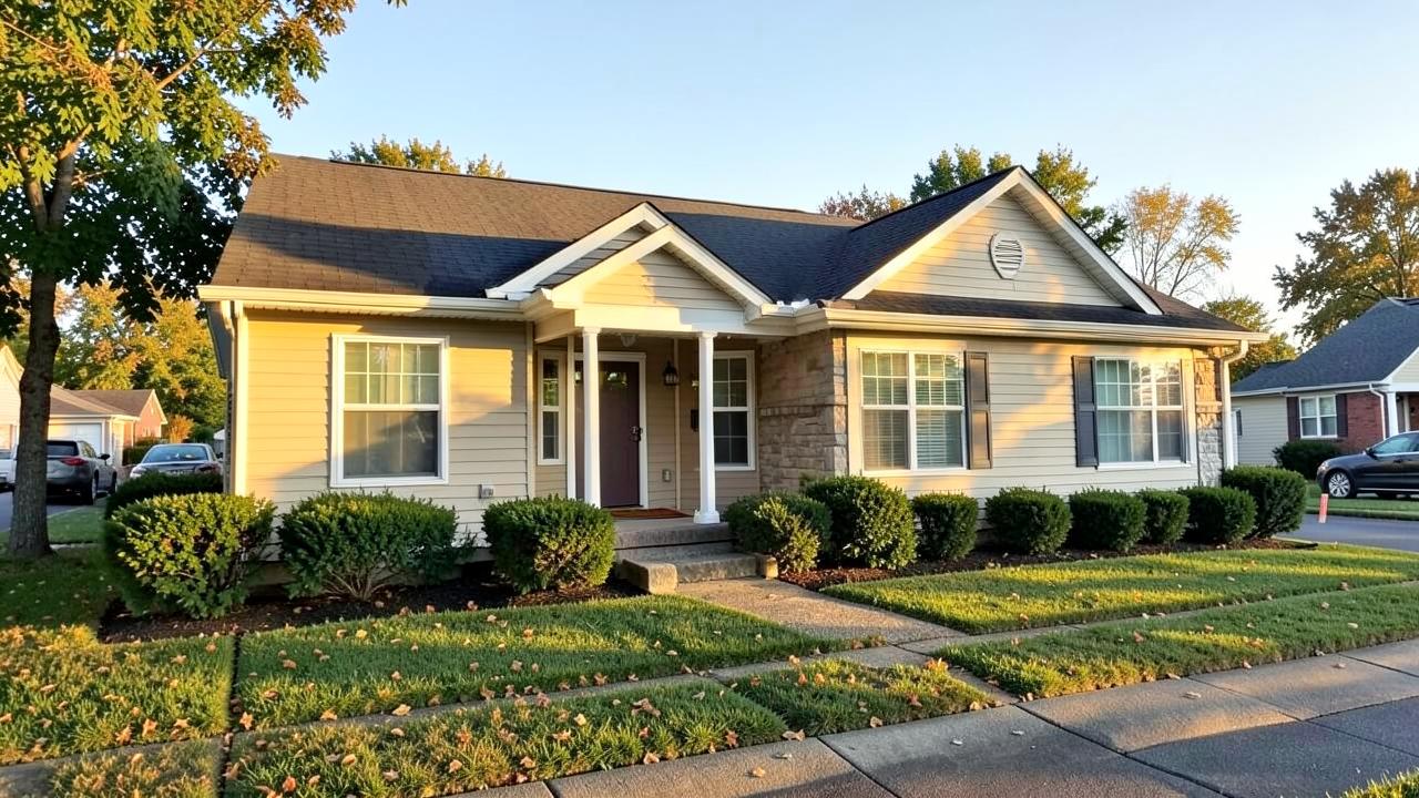 Single-family American home exterior in afternoon light